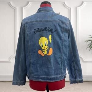 Looney Tunes Tweety Bird Denim Youth Jacket Size XXL
